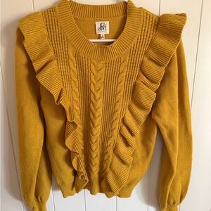 DRA Ruffle Cable Knit Sweater in Mustard